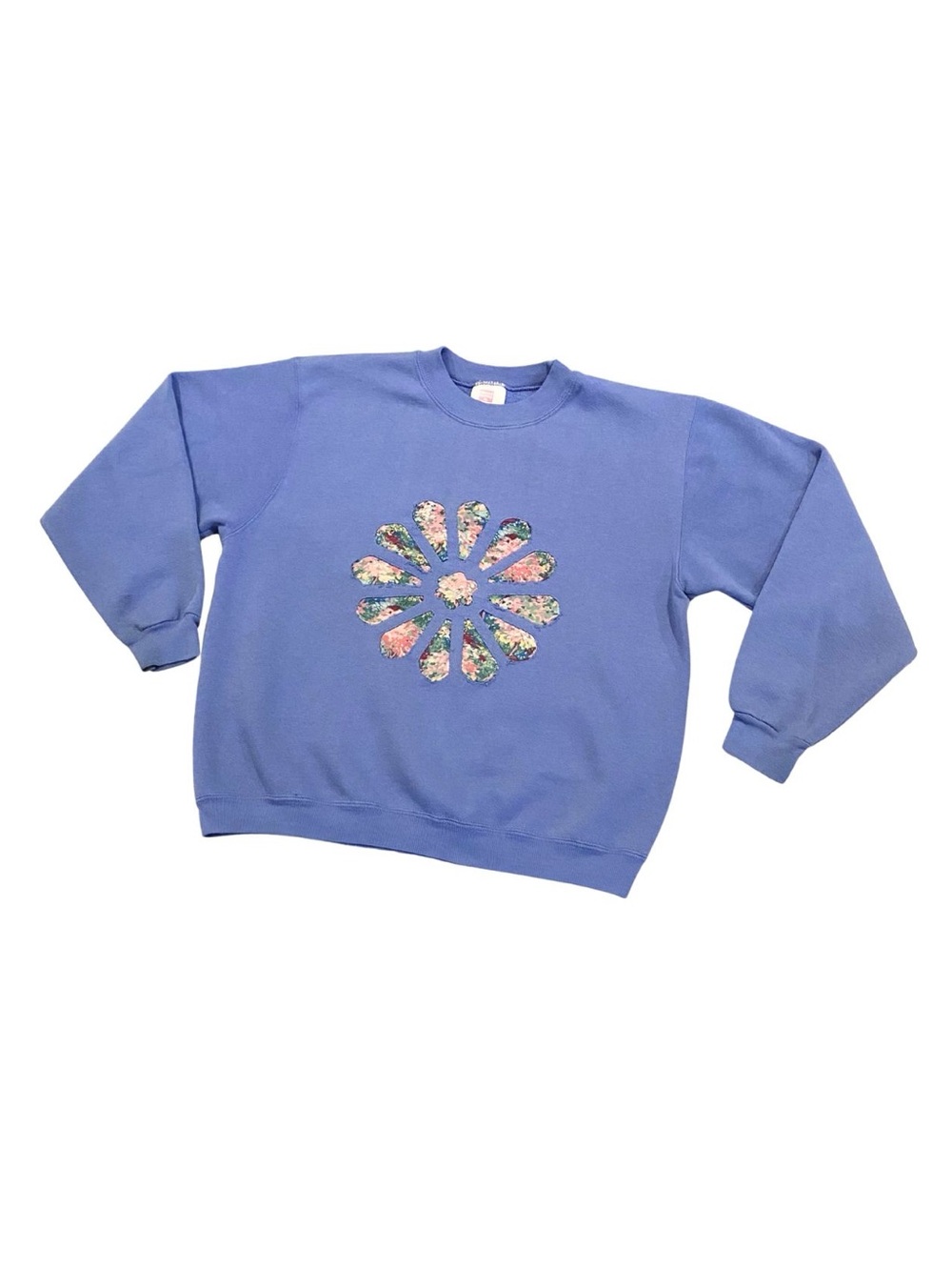Vintage Quilt Floral Mandala Sweatshirt Top Long Sleeve Sweater Purple Pink